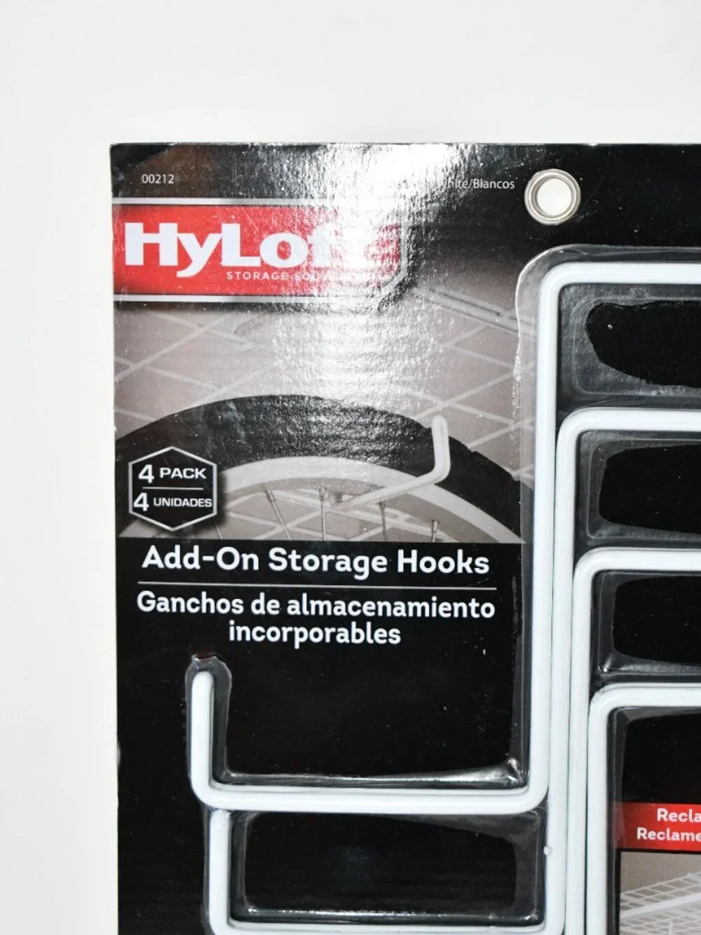 HyLoft 00212 Add-On Storage Hooks for Model 540 Ceiling Rack 4 Pack White HyLof